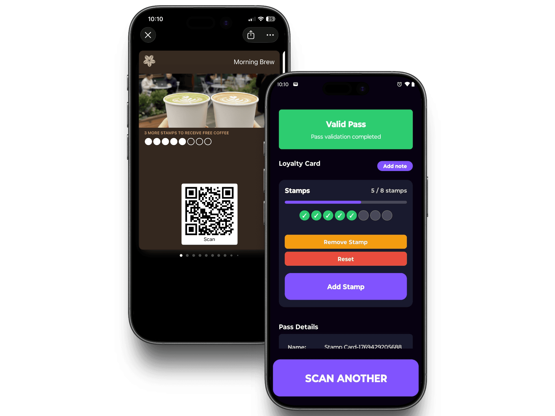 Passtastic scanner app showing stamp validation