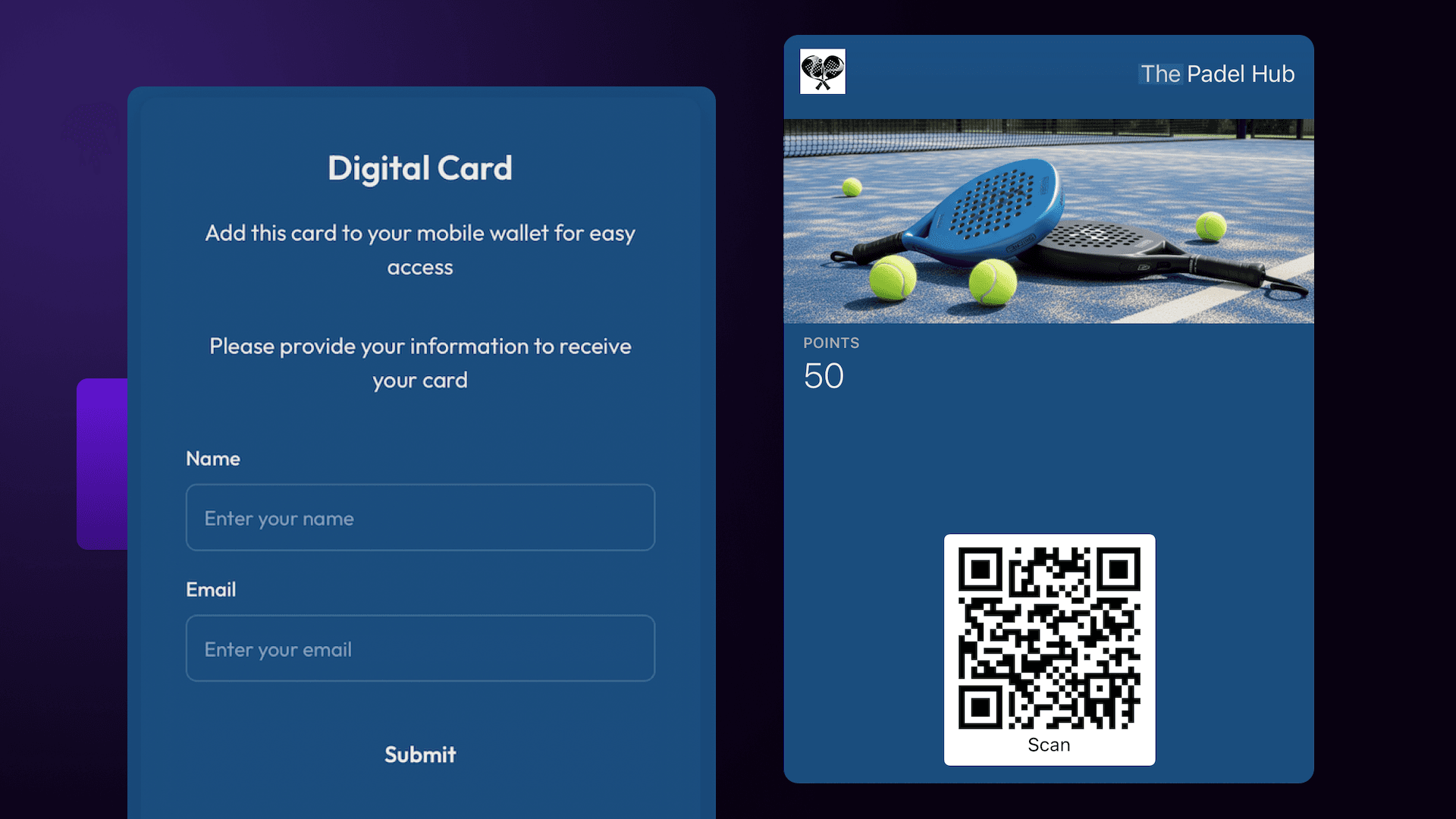 Digital loyalty card in Apple Wallet for a padel club