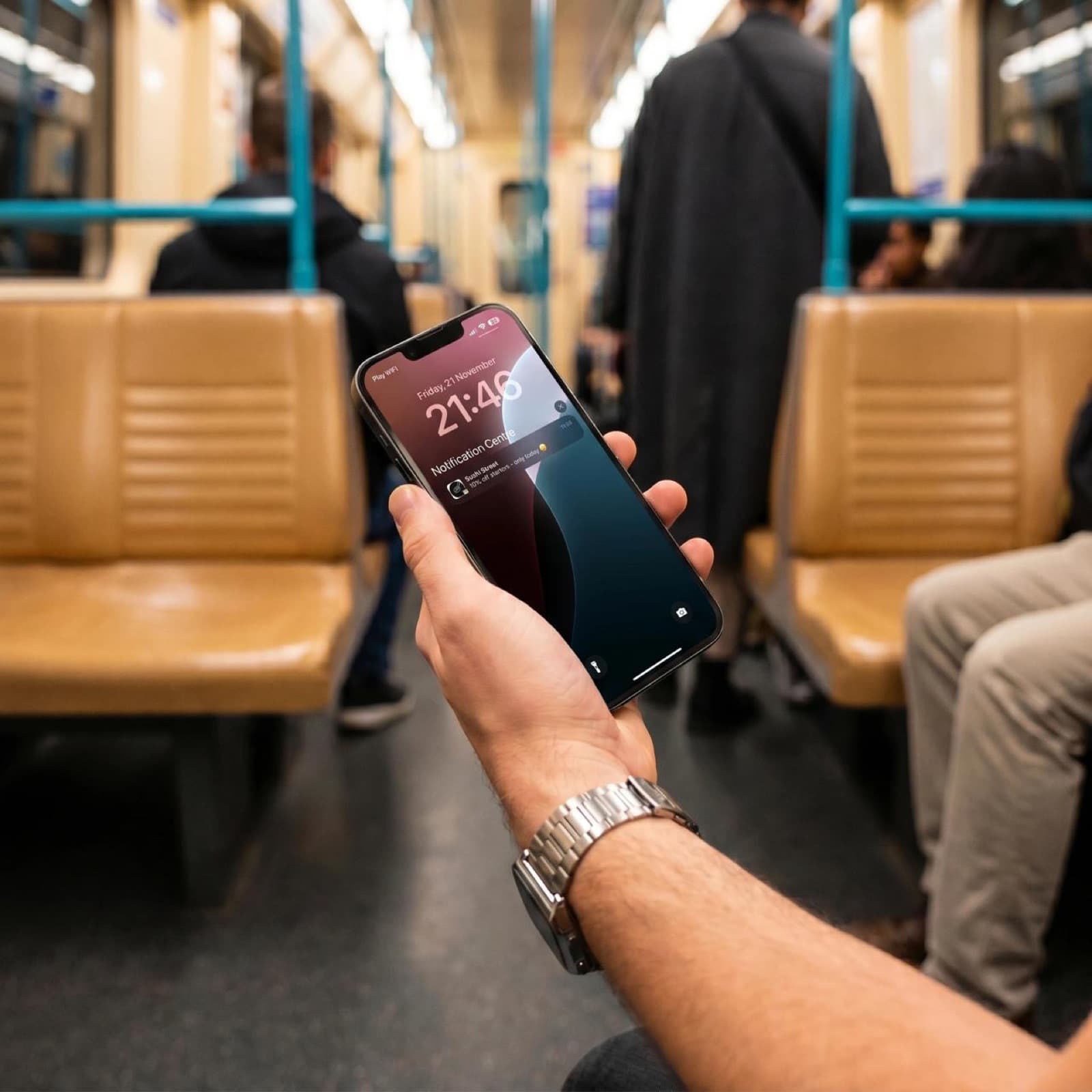 A customer sees a loyalty offer land on their phone lock screen on the commute