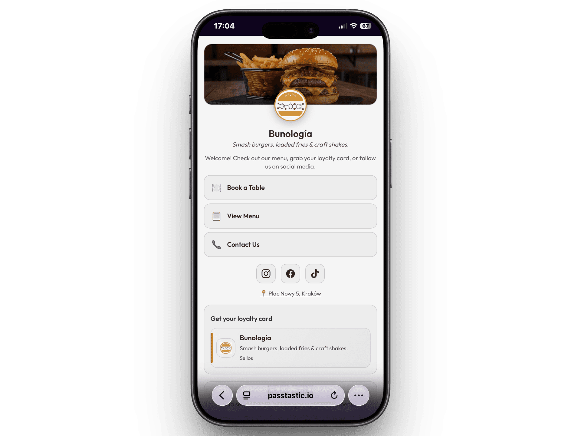 Passtastic business page