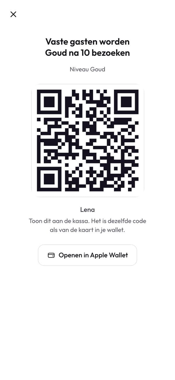 De code die Lena aan de balie laat zien
