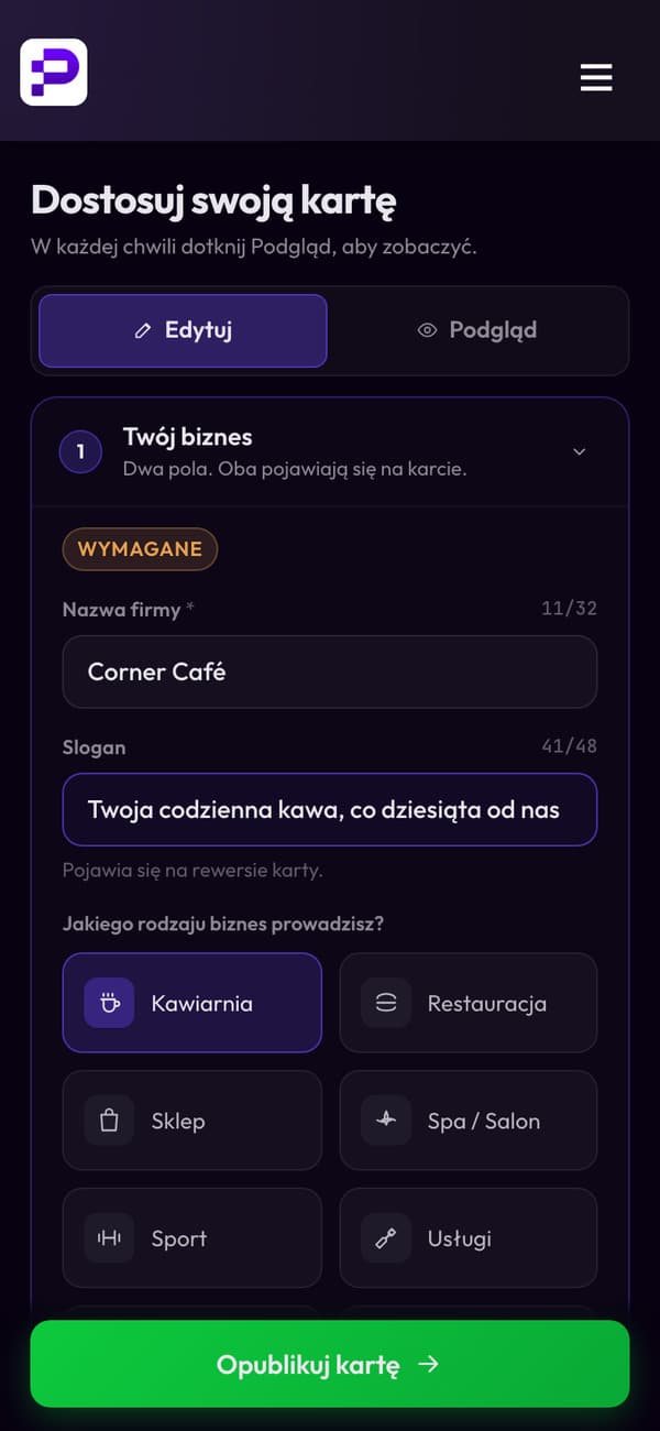 Kreator kart Passtastic: Corner Café z wyglądem kawiarni i podglądem w Apple Wallet