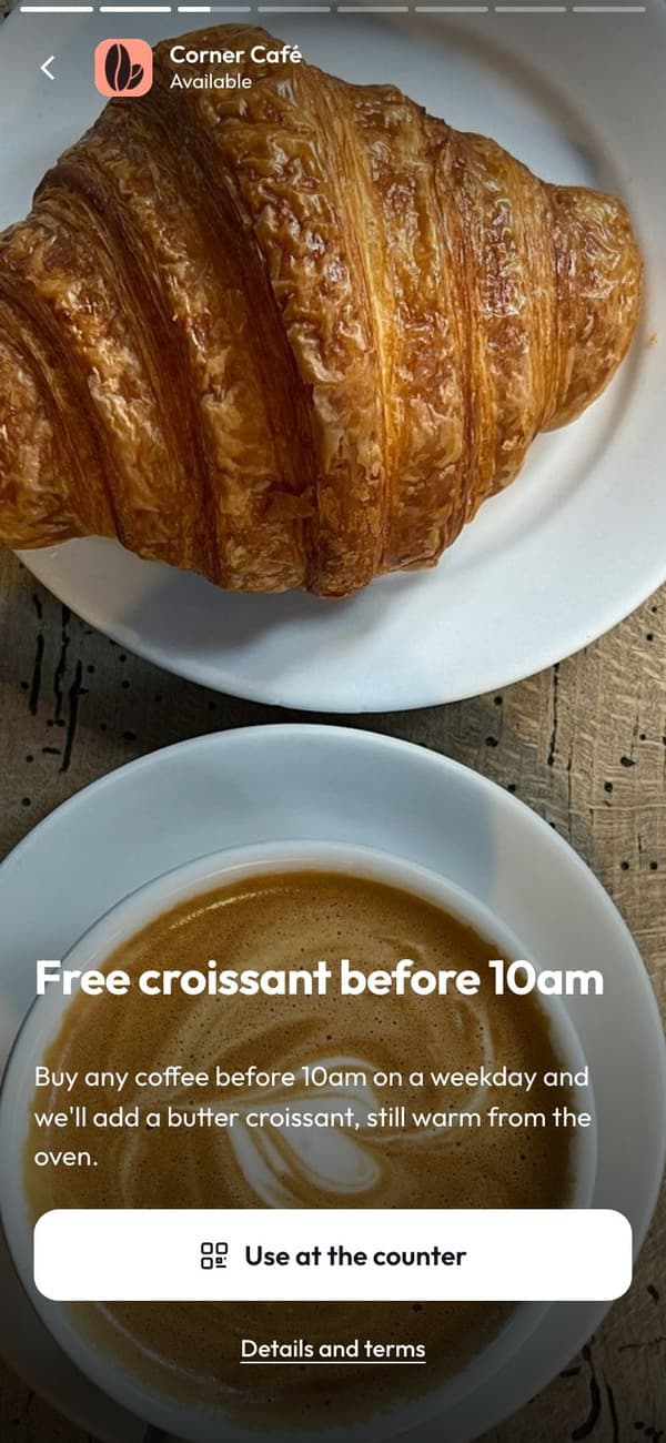 An offer opened in the app, with Use at the counter