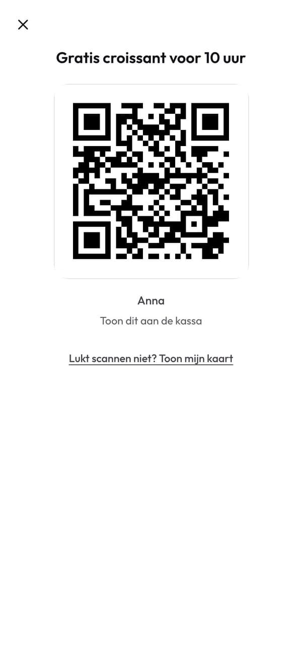 De eigen code van de aanbieding, die je medewerkers scannen