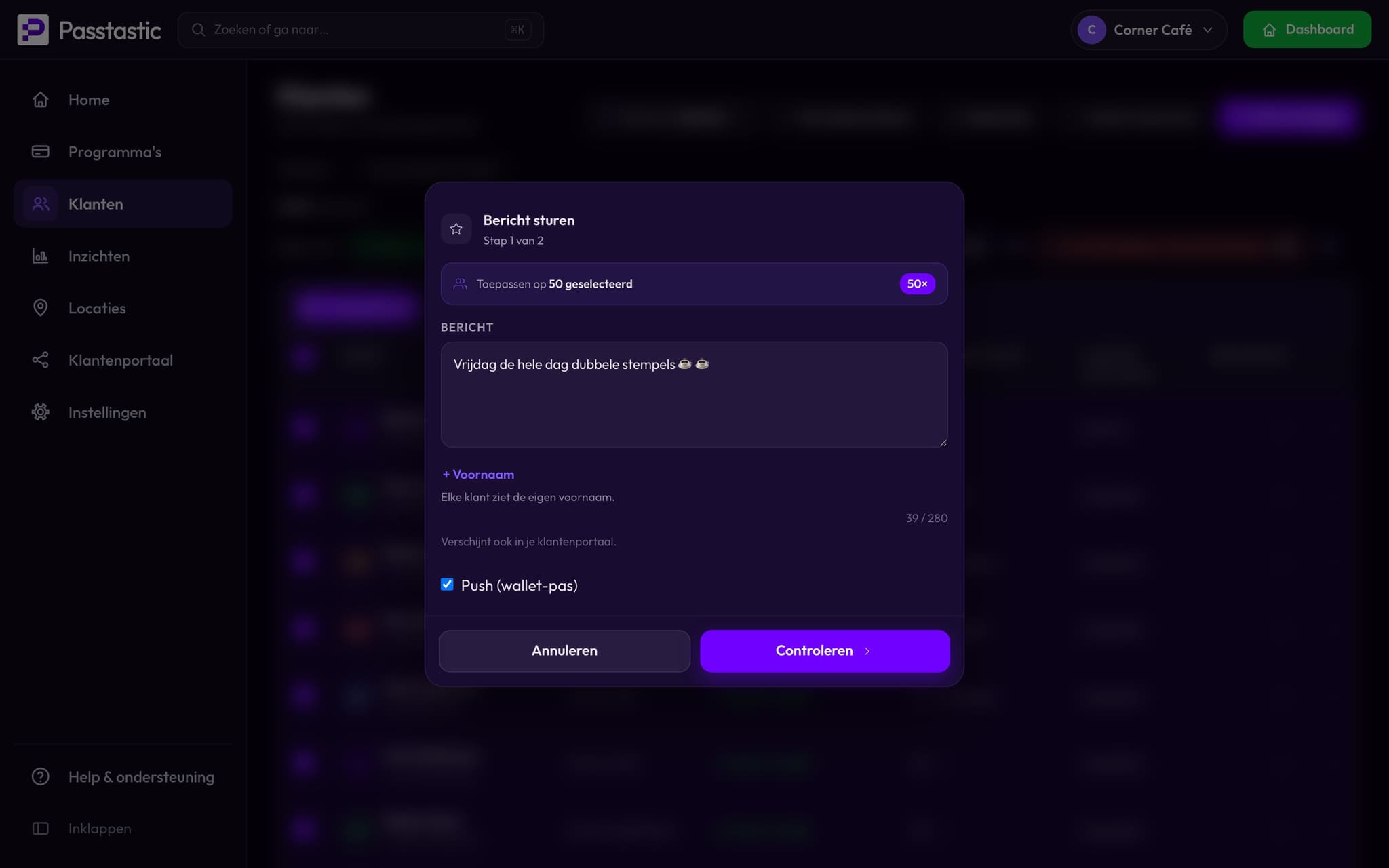 Een bericht schrijven in het dashboard