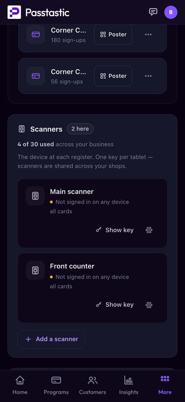 Corner Café's scanners at its Downtown shop