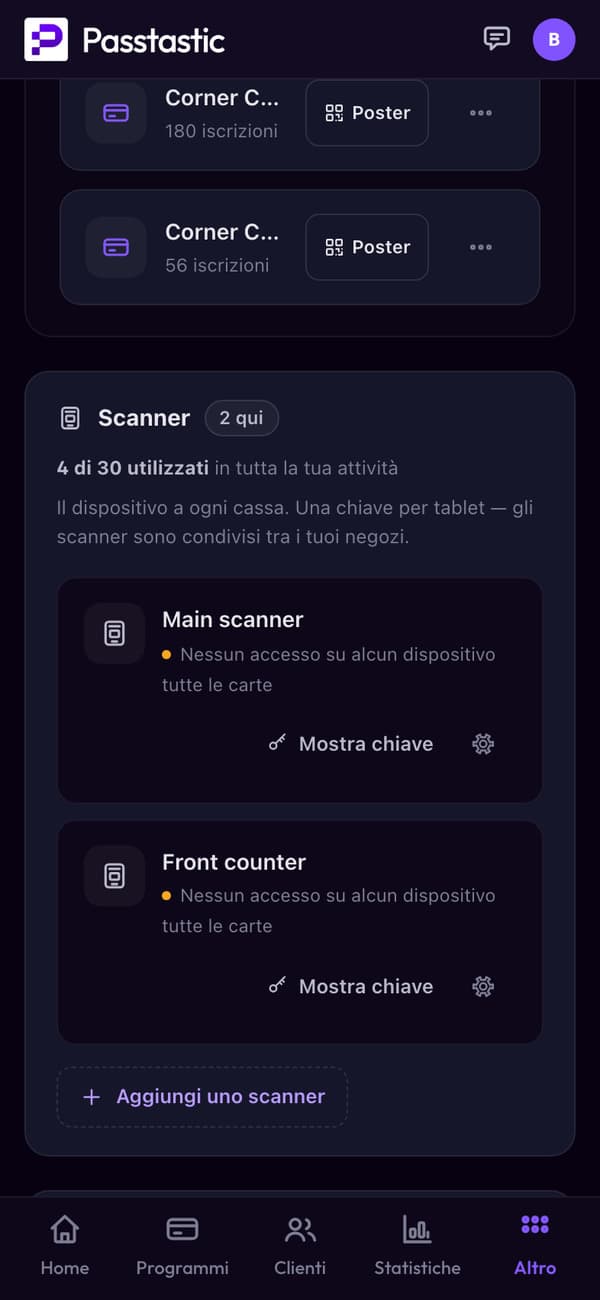 Gli scanner di Corner Café nel suo negozio Downtown