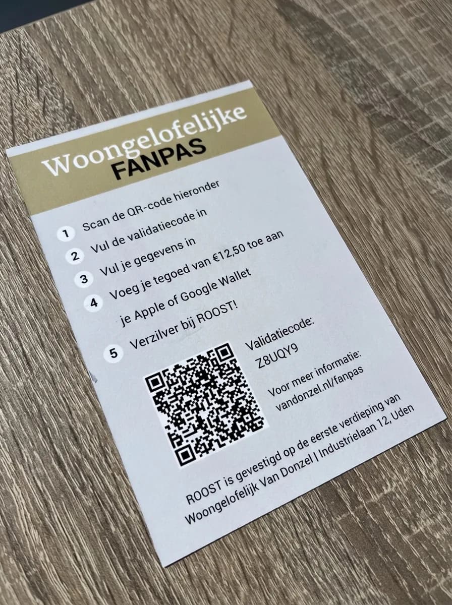 Voorkant postkaart — bedankje na bezorging van meubels