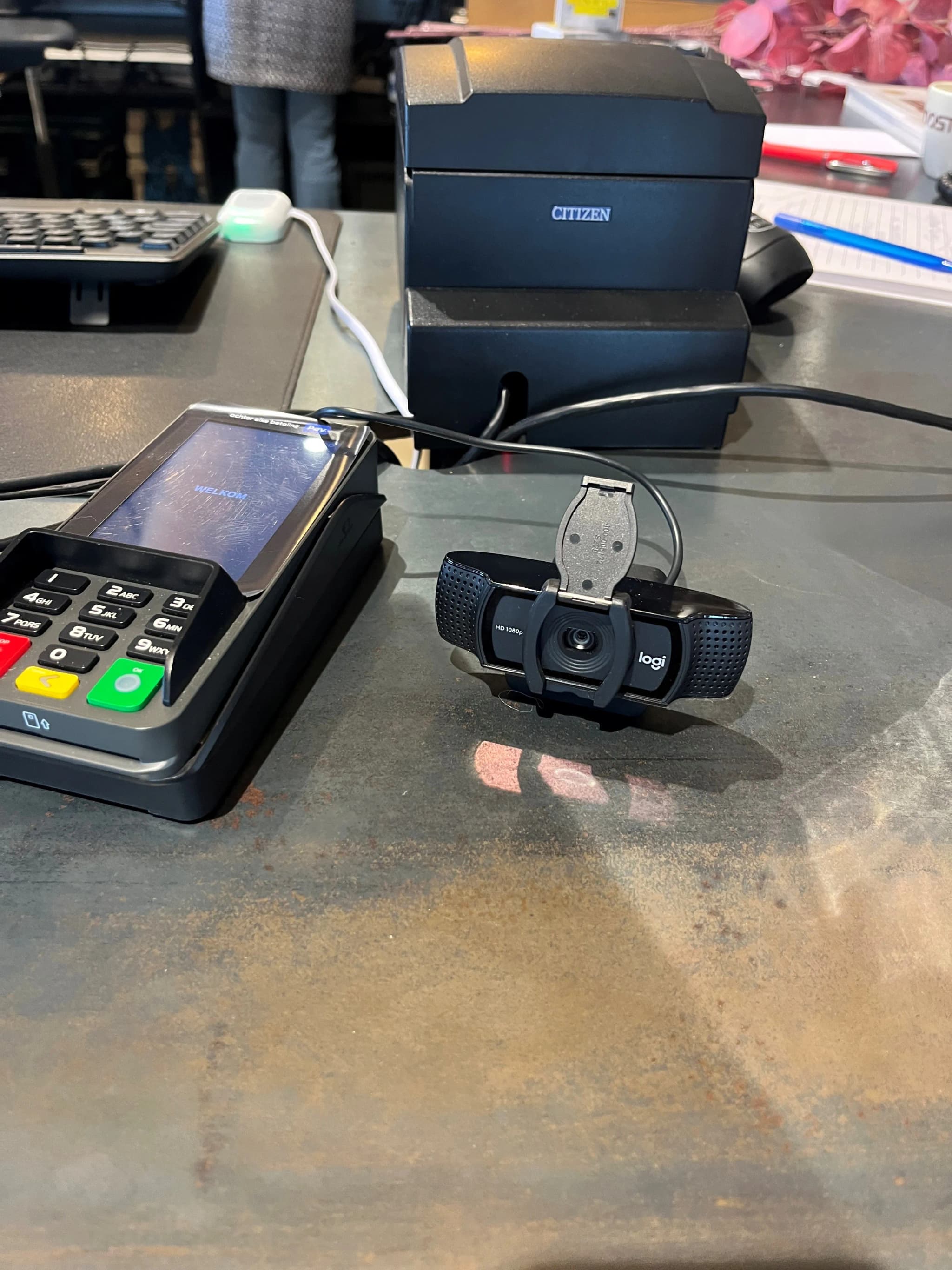 Logitech webcam bij de kassa