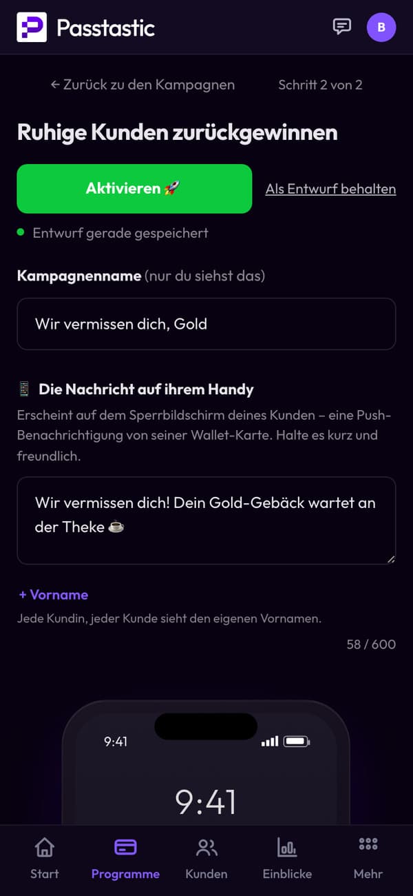 Die Kampagne „Wir vermissen dich, Gold“ mit Vorschau des Sperrbildschirms