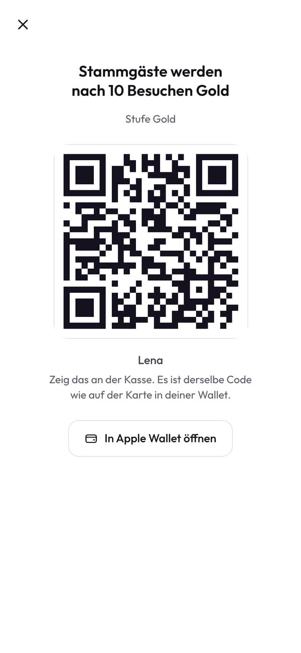Der Code, den Lena an der Theke zeigt