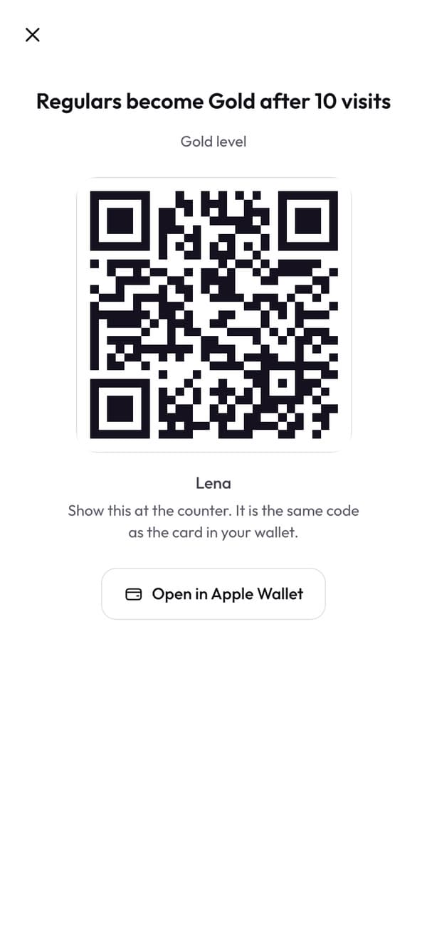 The code Lena shows at the counter