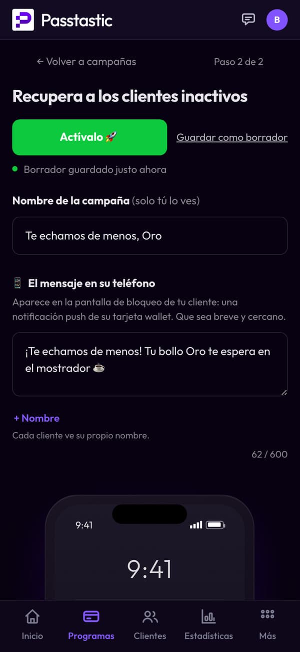 La campaña Te echamos de menos, Oro, con vista previa de la pantalla de bloqueo