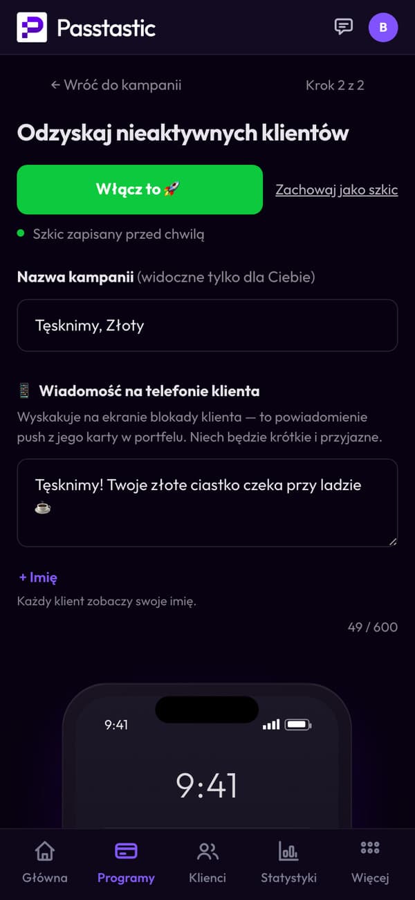 Kampania Tęsknimy, Złoty, z podglądem ekranu blokady