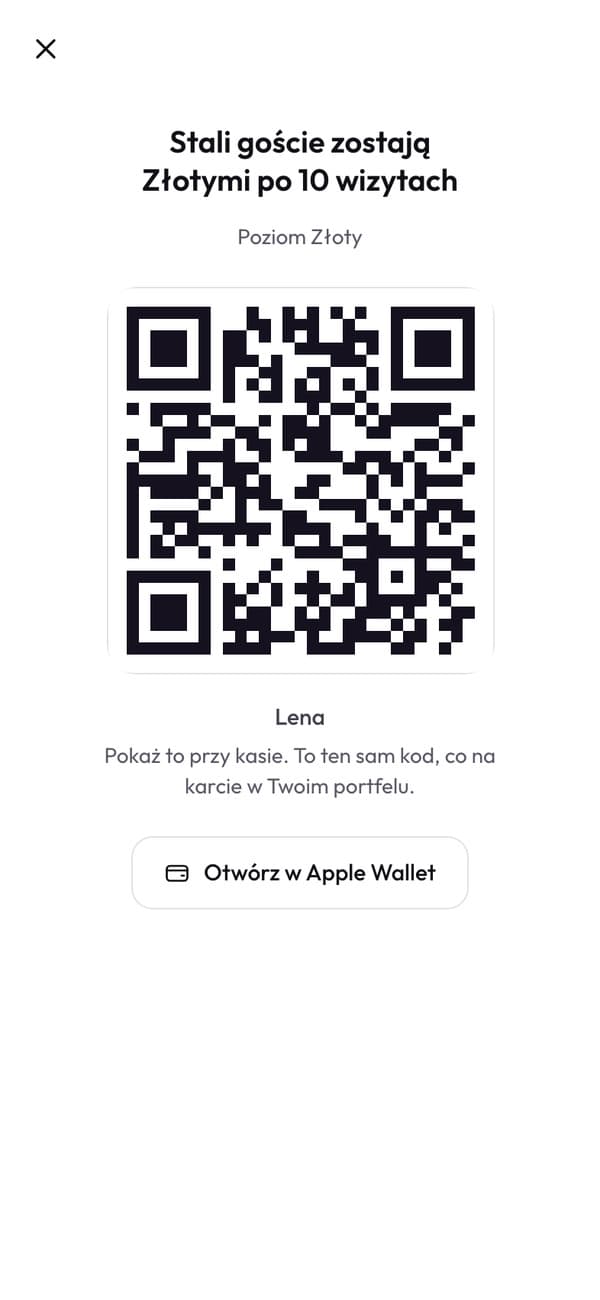 Kod, który Lena pokazuje przy ladzie