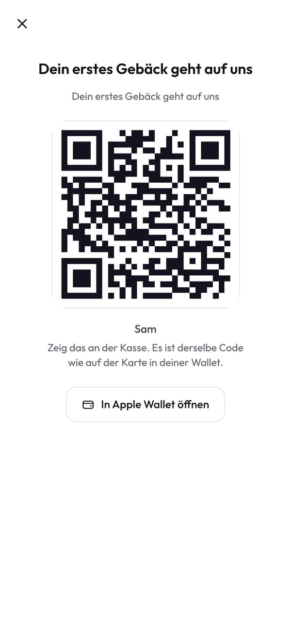 Der Code, den Sam an der Theke zeigt