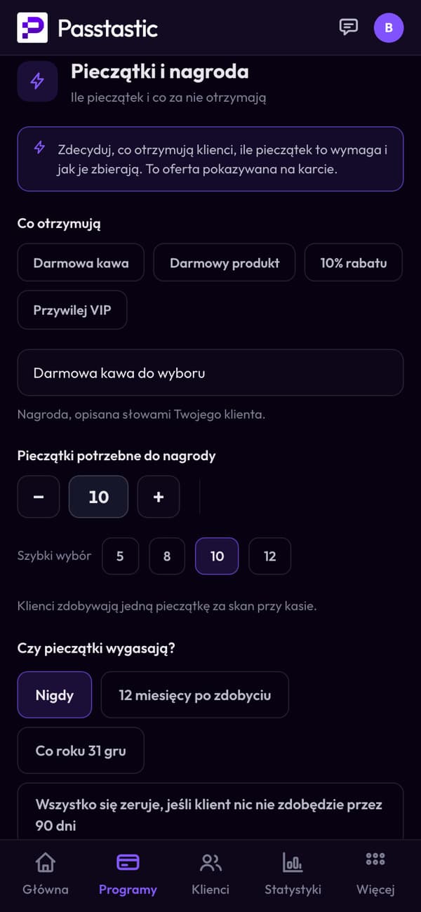 Pieczątki i nagroda na karcie na pieczątki Corner Café: 10 pieczątek za darmową kawę