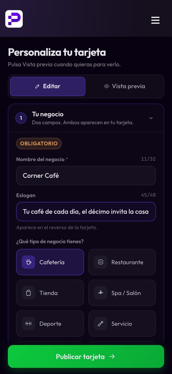 El editor de tarjetas de Passtastic: Corner Café con diseño de cafetería y vista previa en Apple Wallet