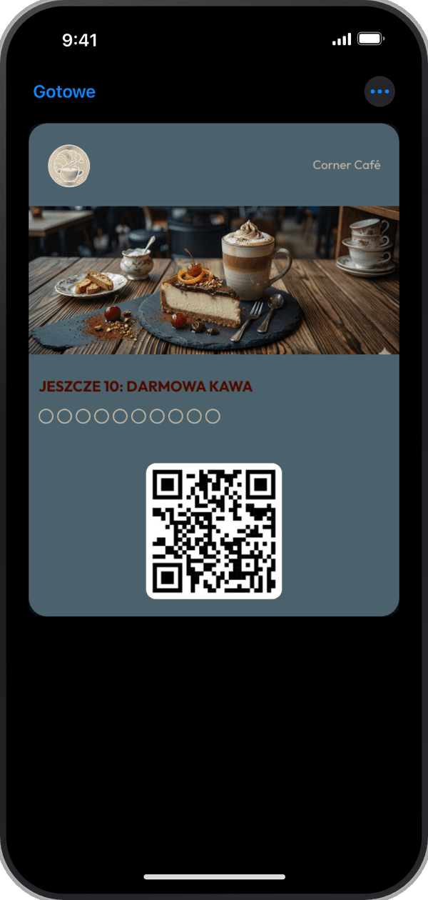 Karta Corner Café w Apple Wallet