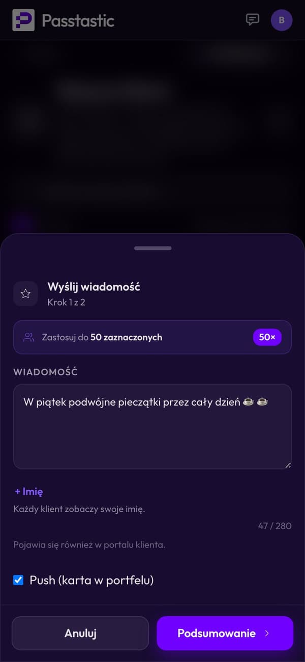 Pisanie wiadomości w panelu
