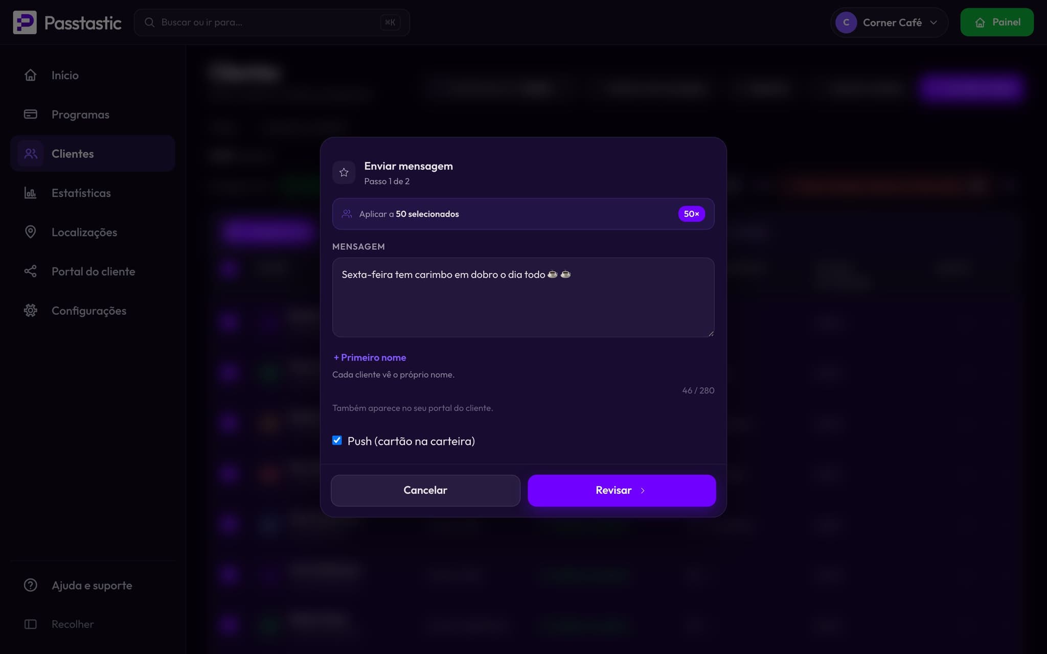 Escrevendo uma mensagem no painel