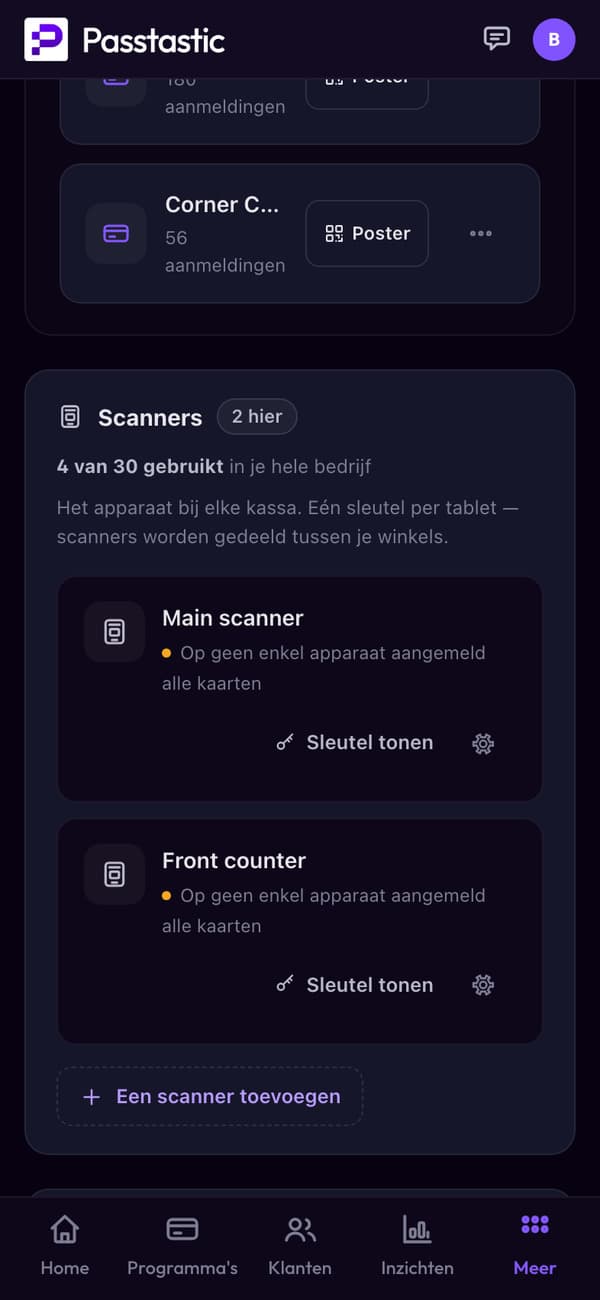 De scanners van Corner Café in de winkel Downtown