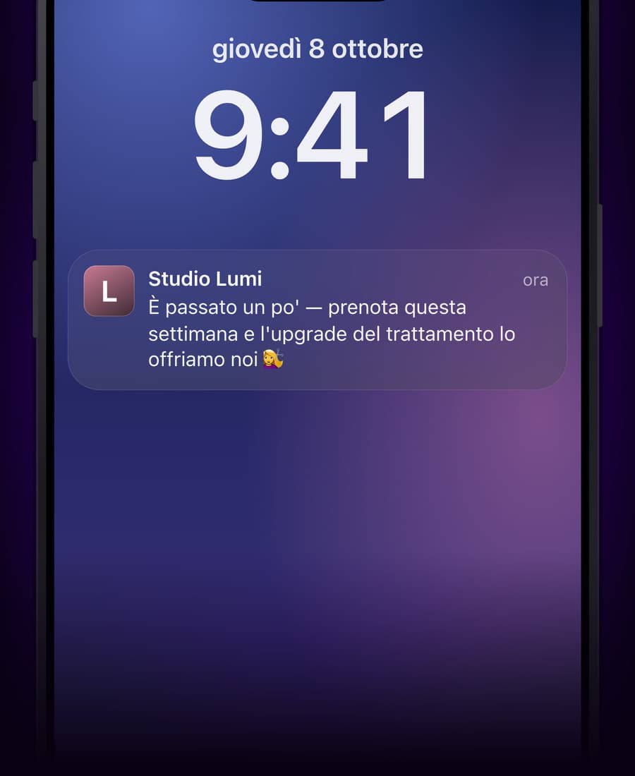 Il messaggio di Studio Lumi sulla schermata di blocco di un iPhone