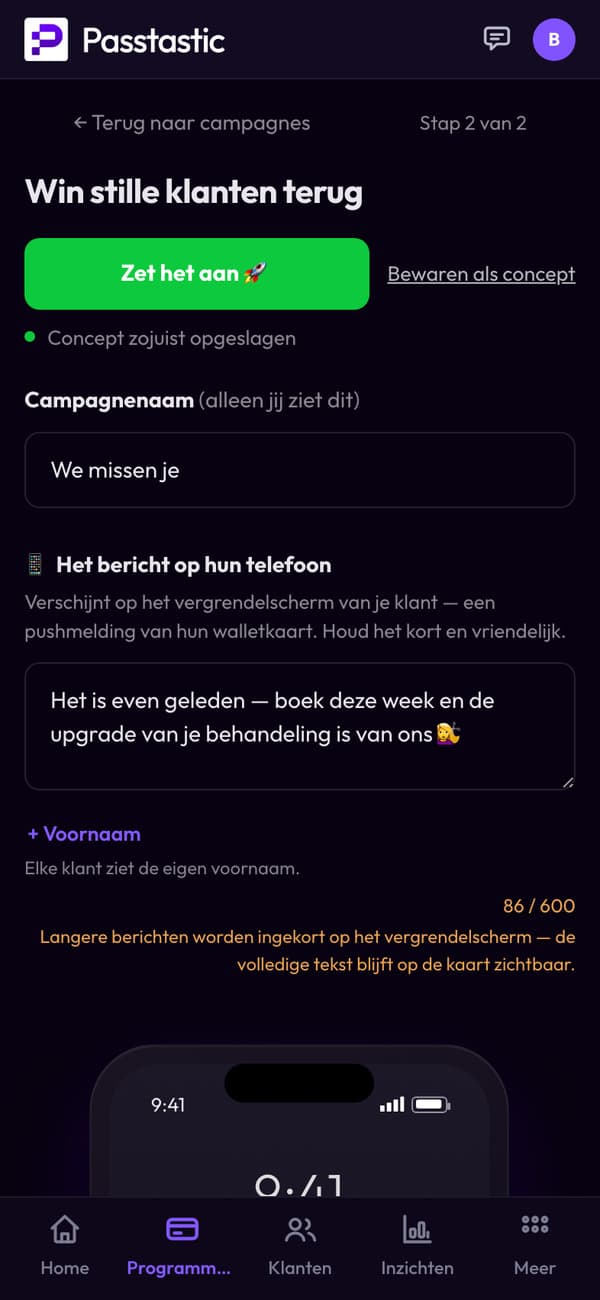 De terughaalcampagne van Studio Lumi: de naam en het bericht dat klanten krijgen
