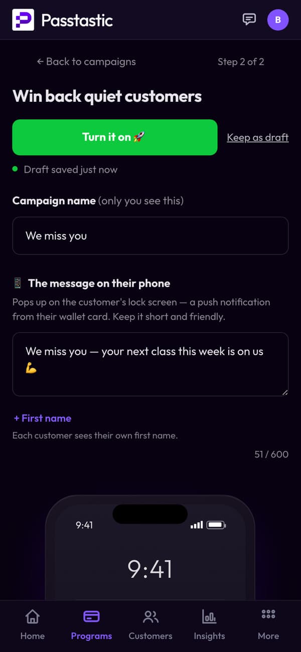 North Side Fitness's win-back campaign: its name and the message members get
